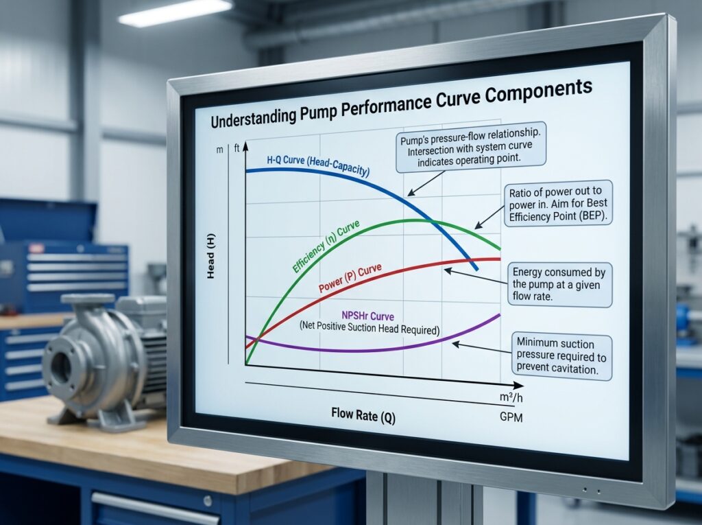 Professional illustration of Understanding Pump Performance Curve Components